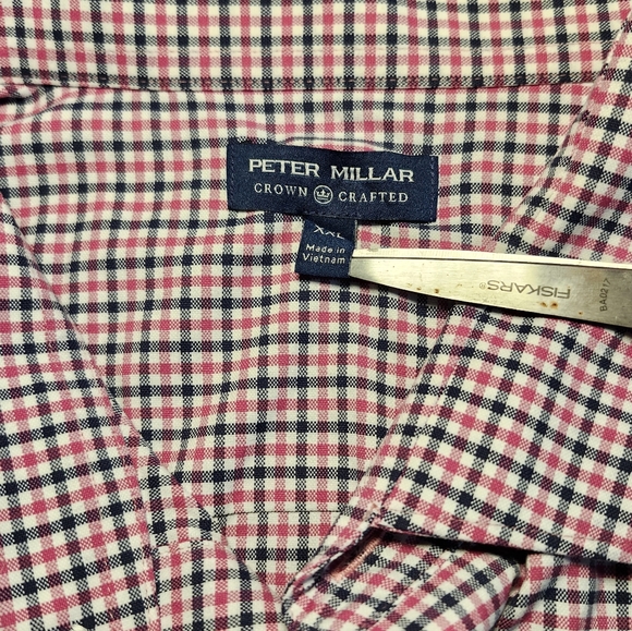 Peter Millar Crown Crafted Men's Checked Performance Button-Up Size‎ XXL - Picture 5 of 6